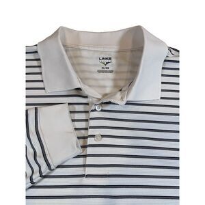 Links Edition Striped Black + Ivory Golf Polo Pullover Long Sleeve Men's Size XL